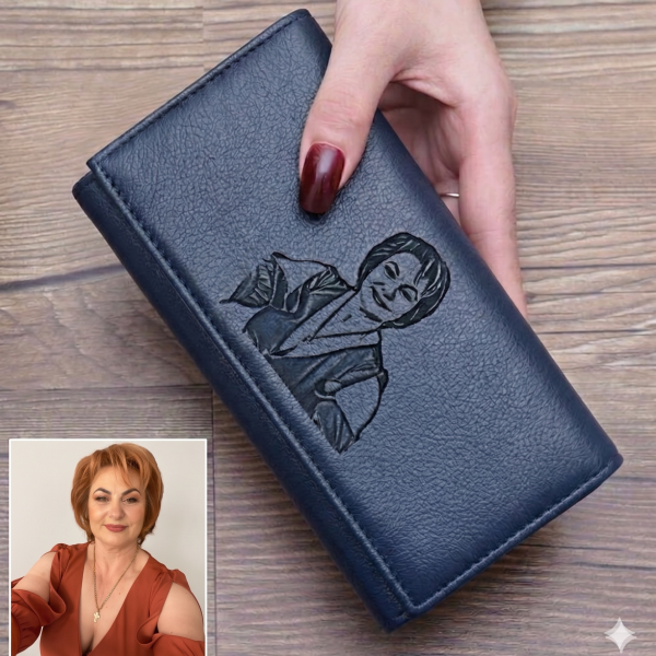 Portofel piele dama personalizat cu poza - text - imagine 4