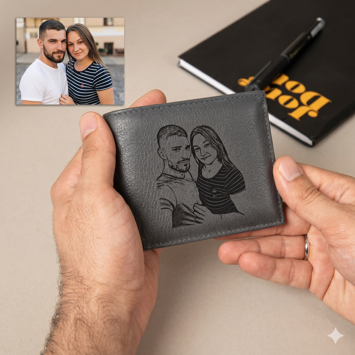 Portofel piele personalizat cu poza sau text - imagine 4